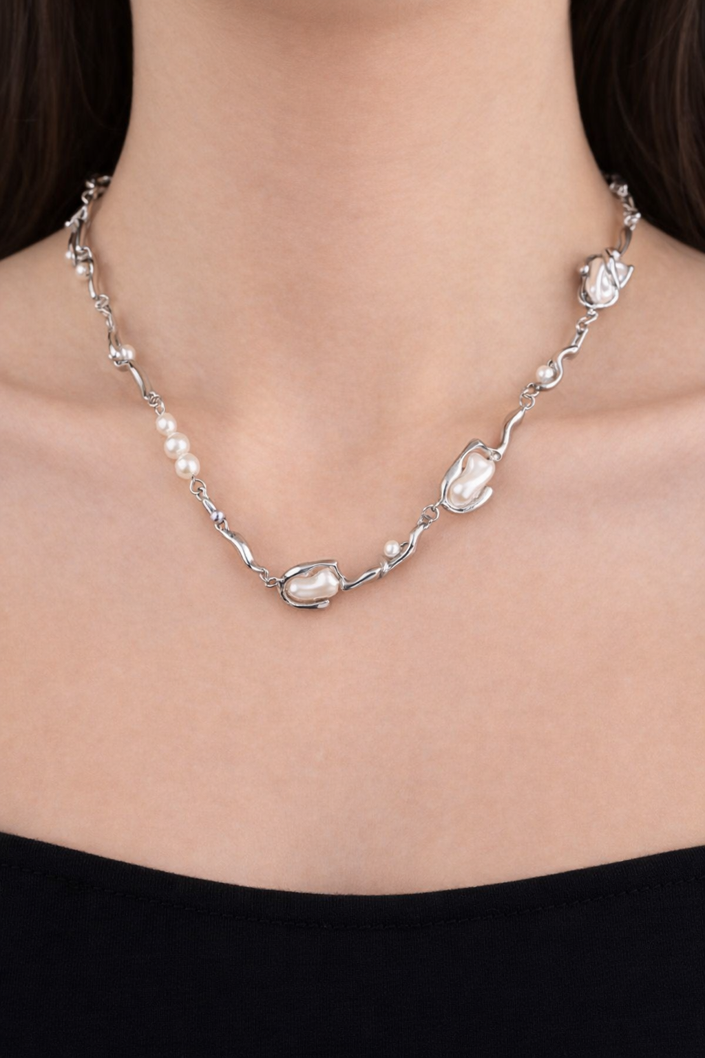 Steel Pearl Necklace